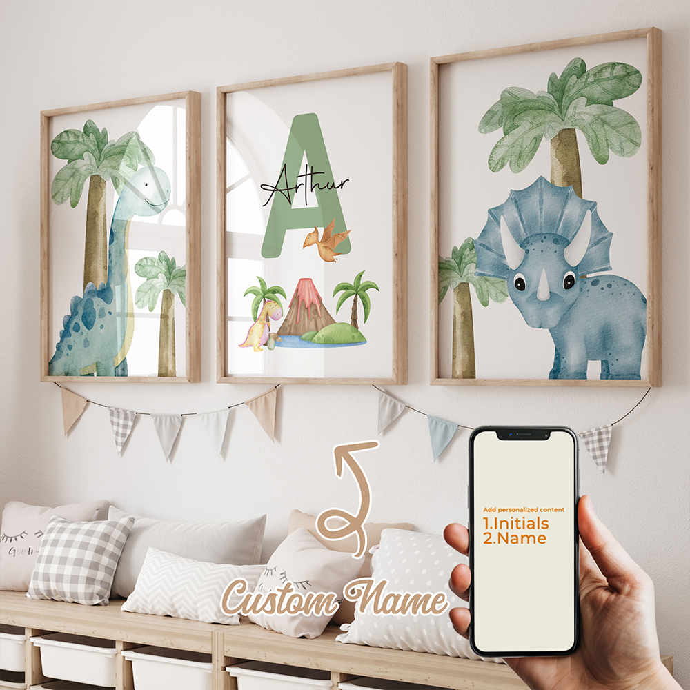 Interior Design Room - 3pcs Personalized Custom Name Cartoon Child