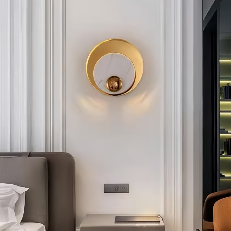 Interior Design Gold - Nordic design circular marble wall lamp