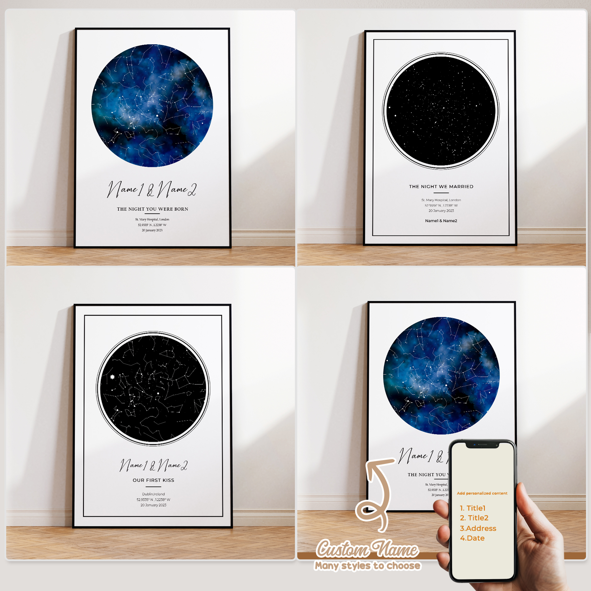 Interior Design Room - Modern Custom Personalized Night Sky Star