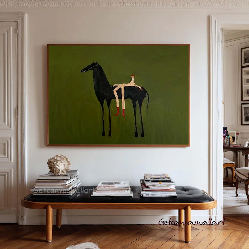 Interior Design Room - Modern Abstract Western Horse & Figure