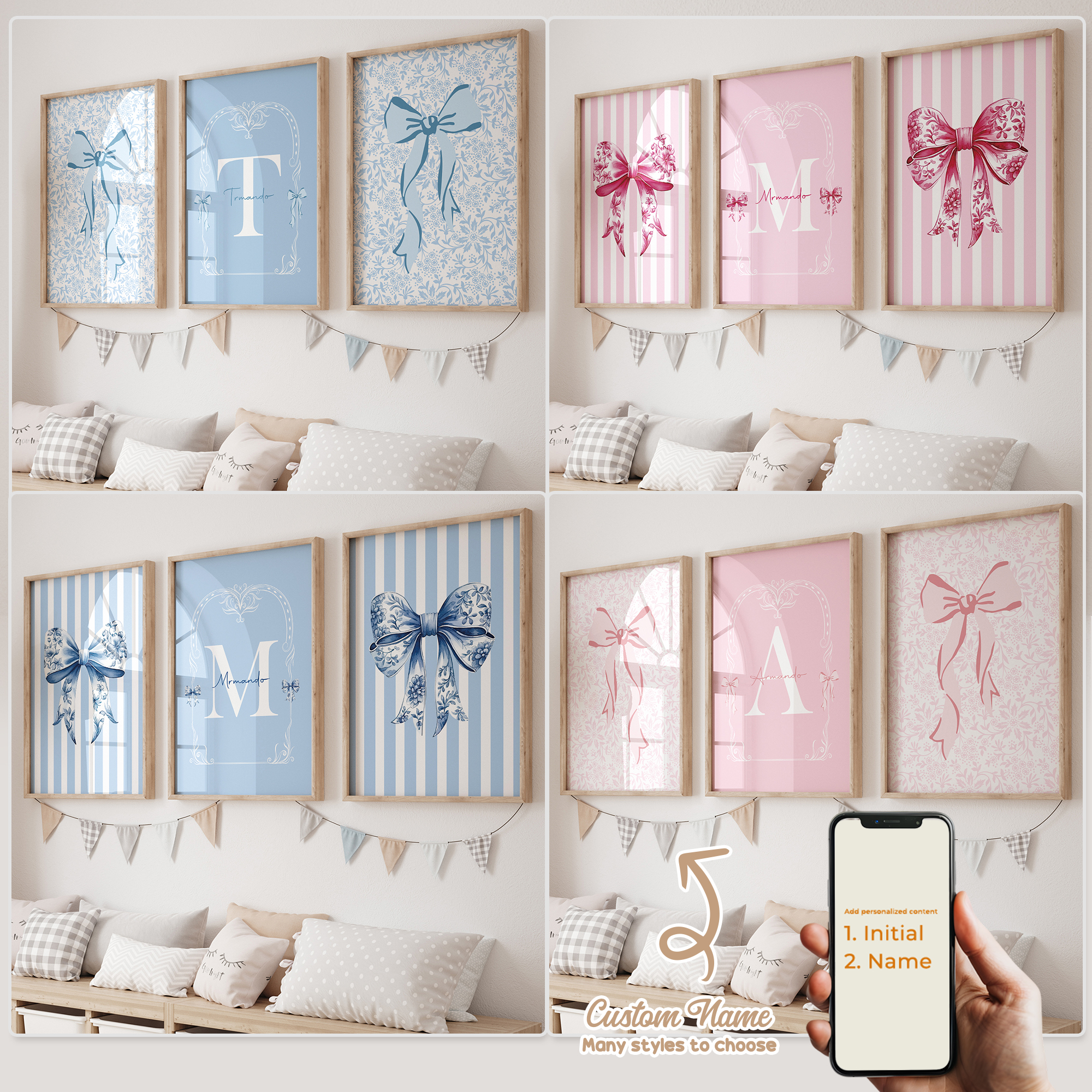 Interior Design Room - 3pcs Personalized Custom Name Cartoon Child